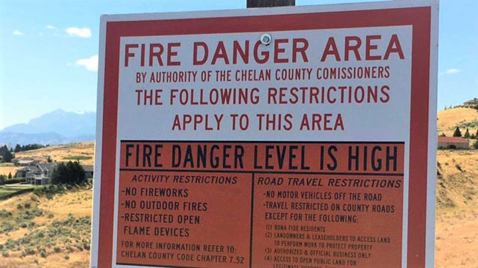 Chelan County Fire Hazard Designation - July 19, 2021